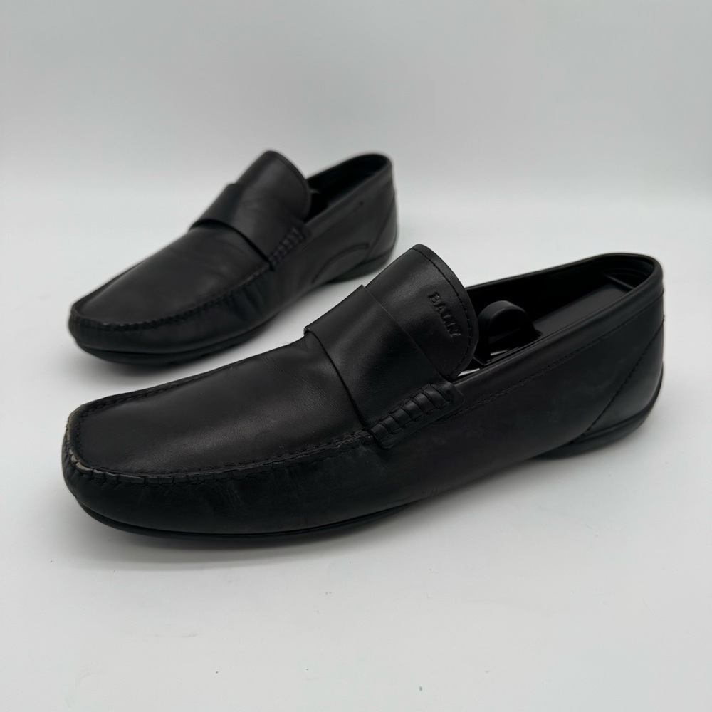 Bally Gabler Black Leather Moc Driving Loafer Size 9 D